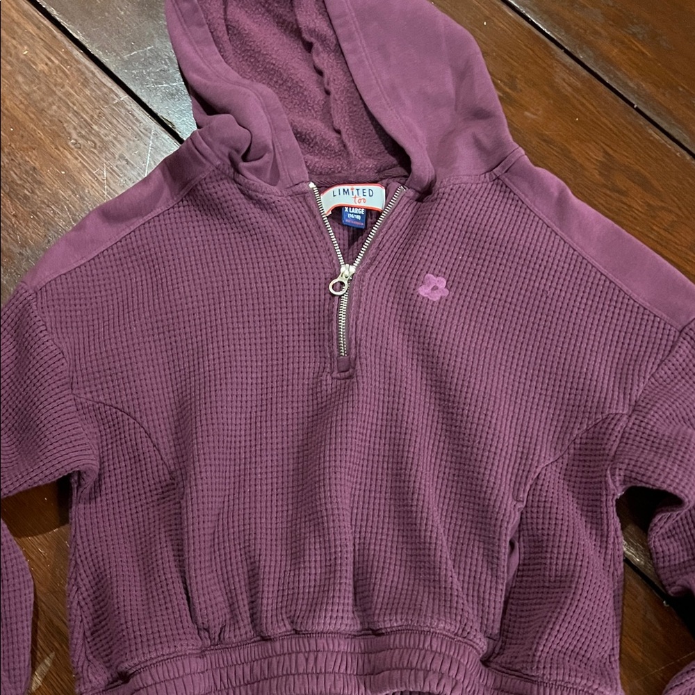 Limited Too Plum Half-Zip Waffle Hoodie